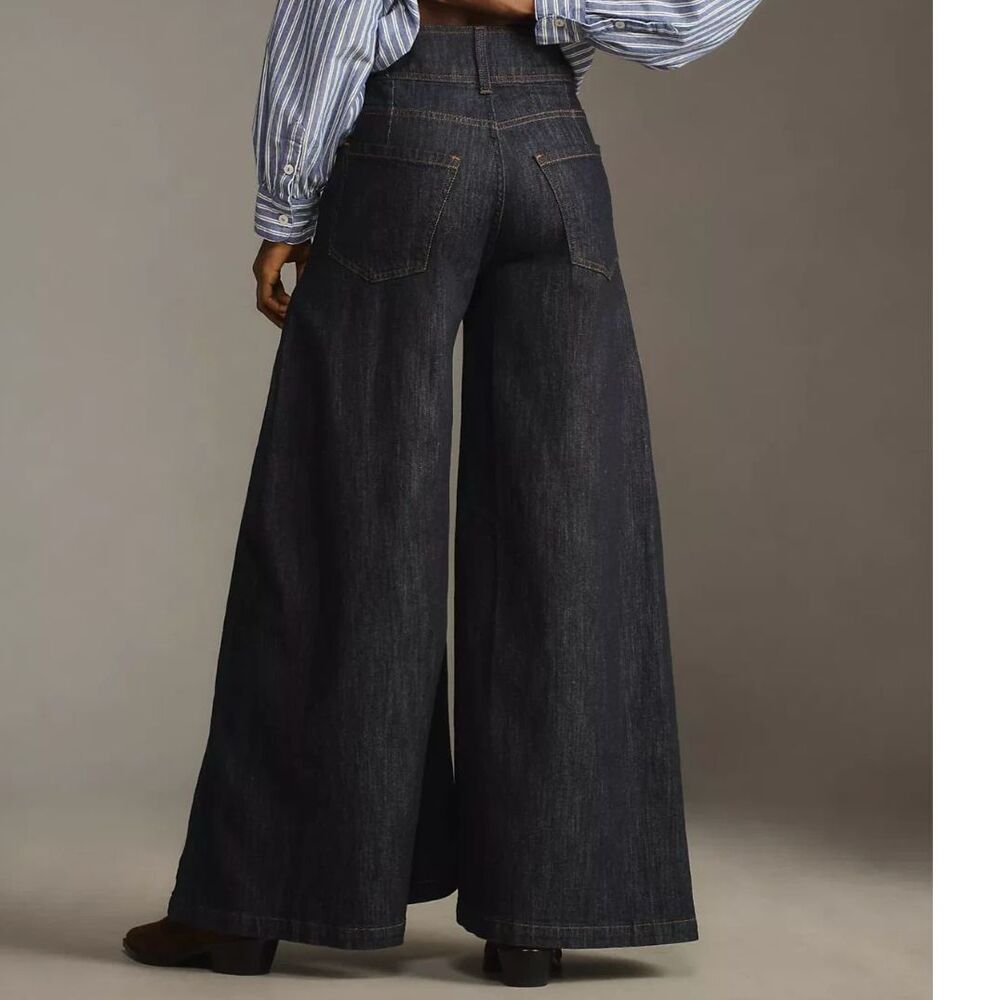 NWOT Anthropologie PILCRO Dramazzo Mid-Rise Ultra Wide-Leg Palazzo Jeans - Picture 4 of 13